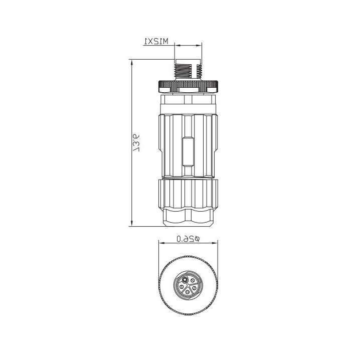 M12 5Pin、L-coded、Straight male、Screw connection、64L021